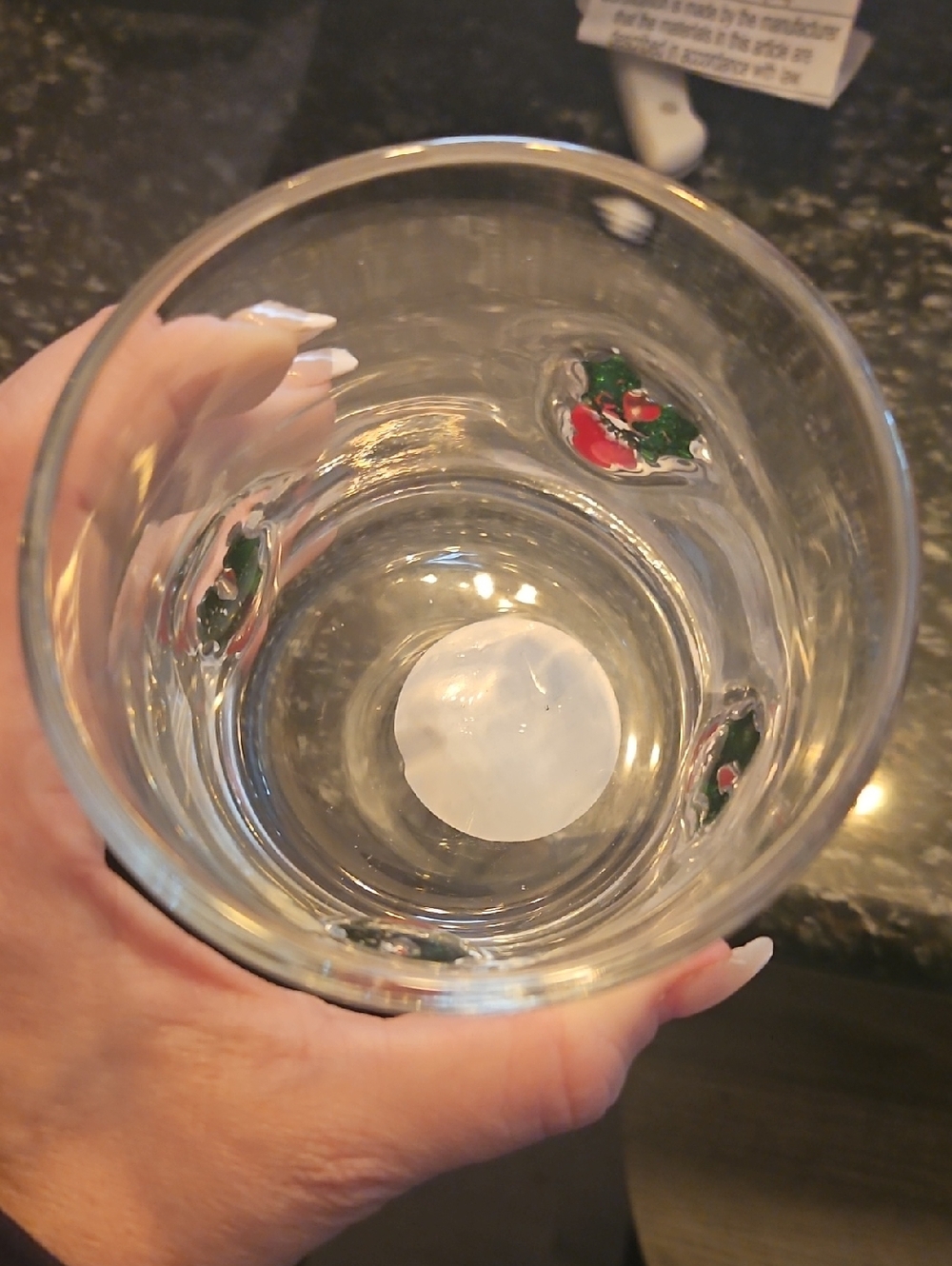 Glass Tumbler with Red Berry & Green Holly Motif - Picture 2 of 3